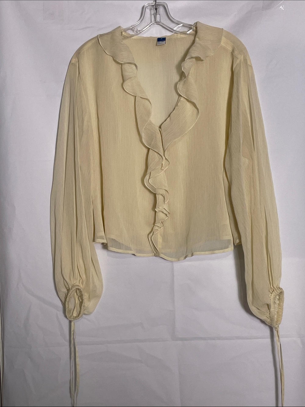 Light Cream Ruffle V-Neck Blouse - Women Tops size M